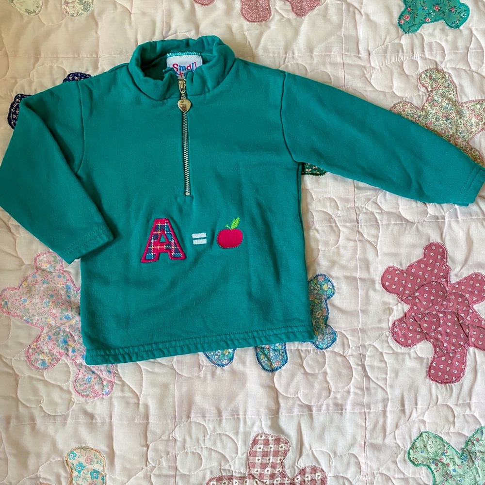 Vintage Small Steps Teal Alphabet Quarter Zip